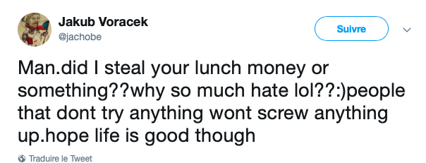 En attendant la transaction, Voracek répond aux INSULTES sur twitter....