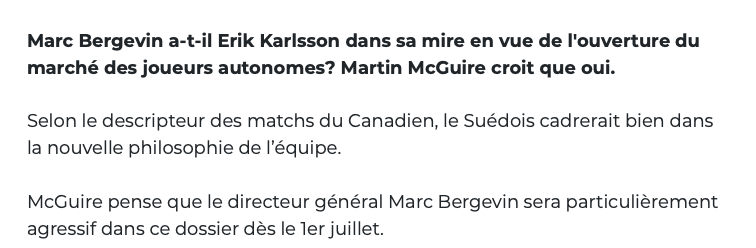 Erik Karlsson à Montréal: Le 98,5 PERSISTE et SIGNE..