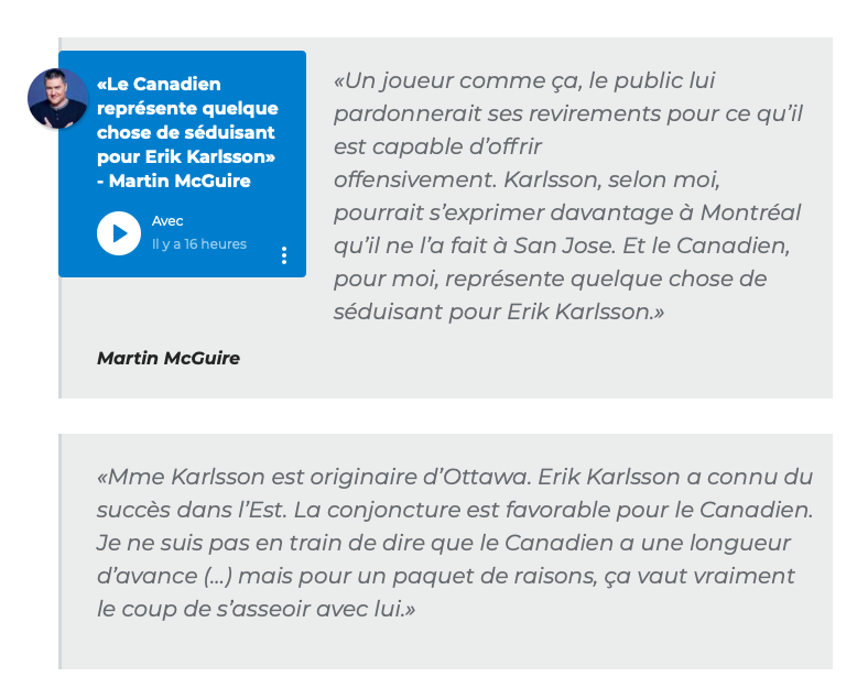 Erik Karlsson à Montréal: Le 98,5 PERSISTE et SIGNE..