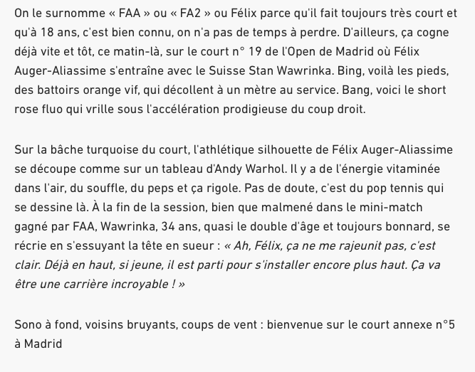 Félix Auger-Aliassime comparé par les médias français...à Kylian Mbappé....