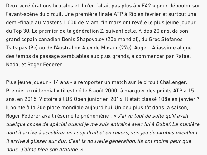 Félix Auger-Aliassime comparé par les médias français...à Kylian Mbappé....