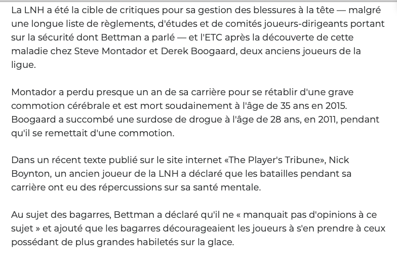 Gary Bettman ne veut pas ÉLIMINER les COUPS à la tête..