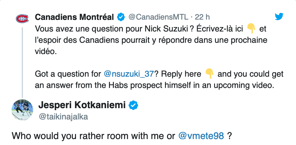 HAHA...Victor Mete et KK se chicanent pour avoir Nick Suzuki...