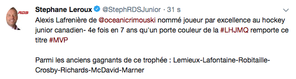 Il est déjà avec les grands du hockey !!!