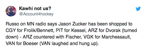 Jason Zucker a joué son dernier match au Minnesota...