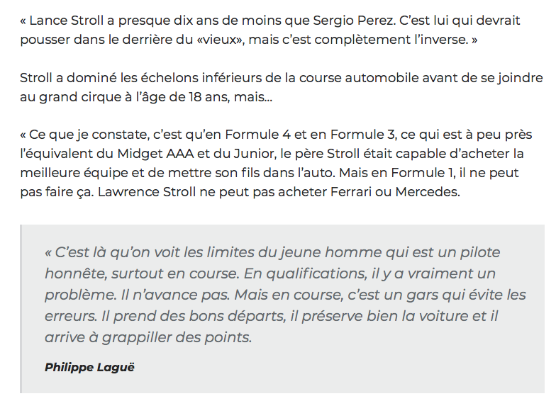 Lance Stroll et son père...font HONTE au Québec...
