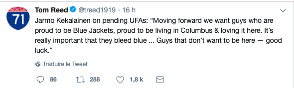 Le DG des Blue Jackets envoie un MESSAGE à Bobrovsky et Panarin..