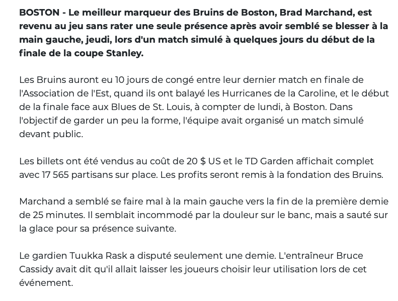 Le KARMA...A failli s'occuper de Brad Marchand.