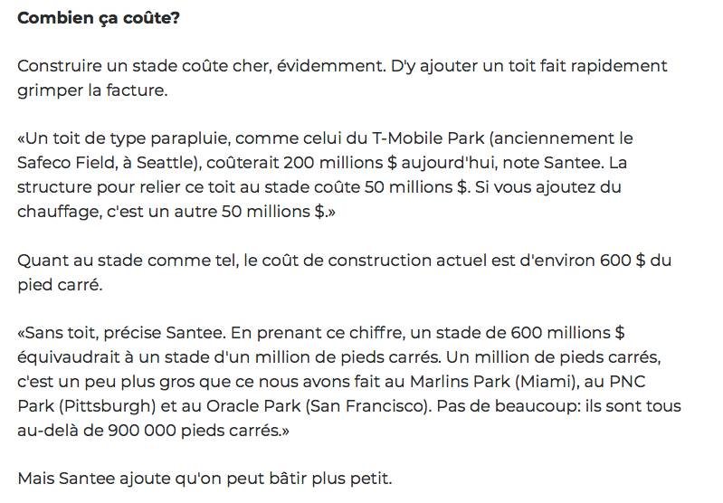 Le MODÈLE du STADE des EXPOS...