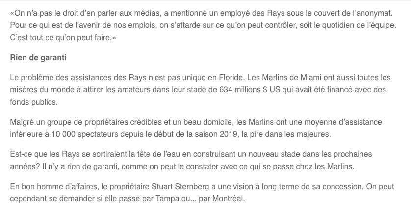 Le nom de Montréal...EXPLOSE à Tampa Bay...