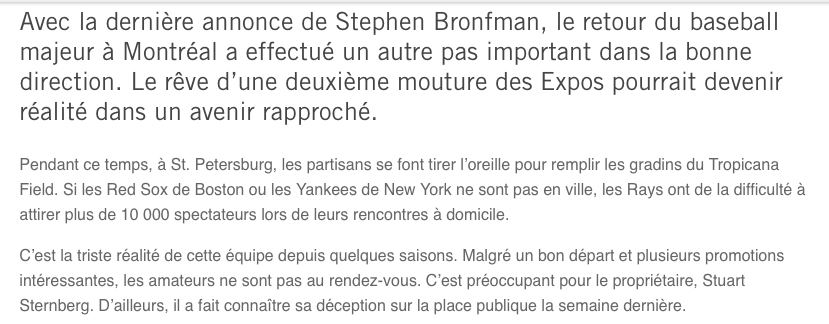 Le nom de Montréal...EXPLOSE à Tampa Bay...