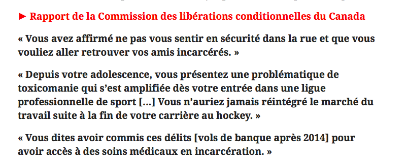 Le QUÉBÉCOIS CRIMINEL...Veut rester en PRISON...