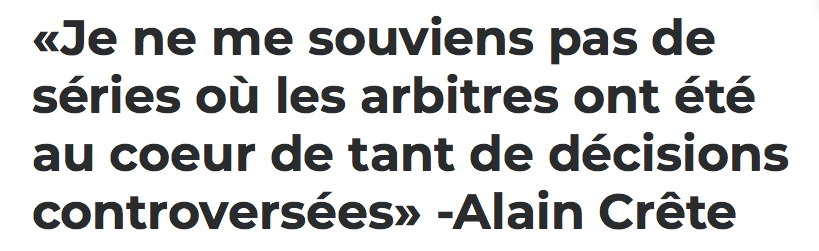Les arbitres de la LNH...sont la RISÉE...