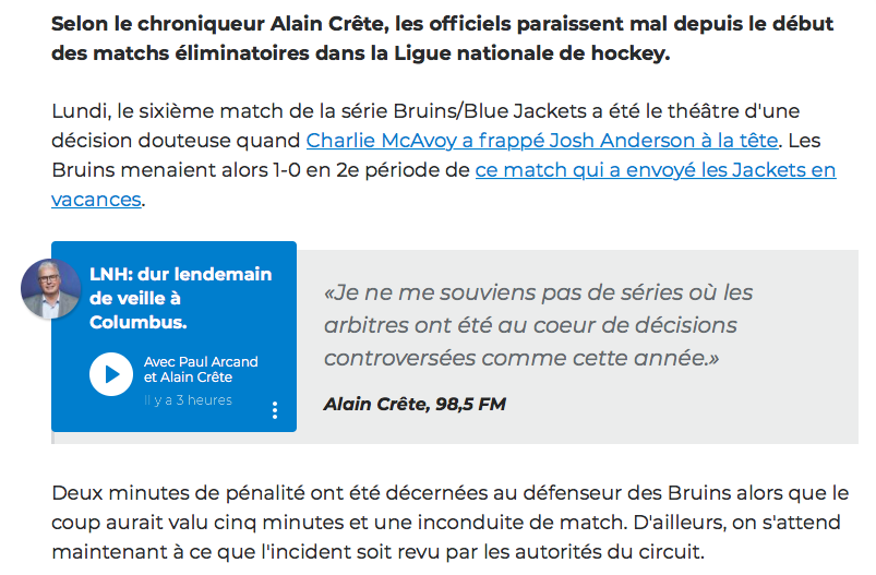 Les arbitres de la LNH...sont la RISÉE...