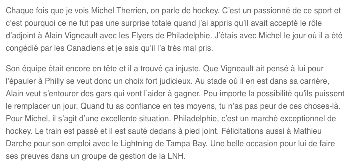 Michel Bergeron nous rappelle qu'il était avec Michel Therrien lors de son CONGÉDIEMENT...