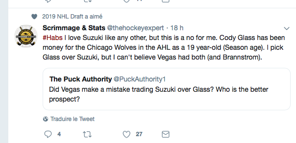 Nick Suzuki ou Cody Glass?
