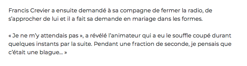 Une demande en MARIAGE à BONSOIR les SPORTIFS...