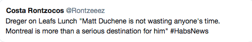 AYOYE...Darren Dreger envoie Matt Duchene à Montréal ?