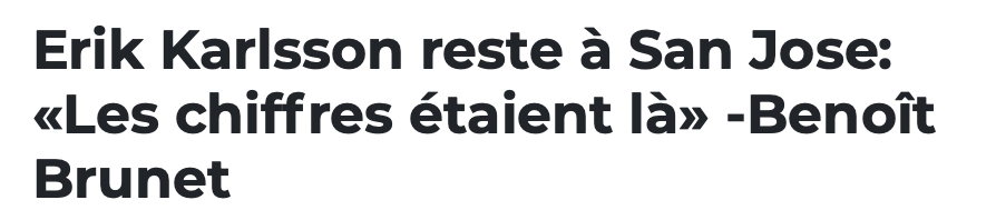 Benoît Brunet VISE Erik Karlsson....