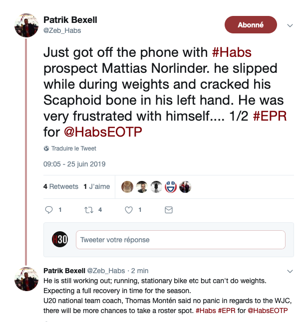 BLESSURE à la main de Mattias Norlinder: PAS DE PANIQUE!!!!