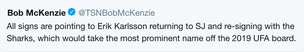 BOOM...Erik Karlsson va rester un Sharks...