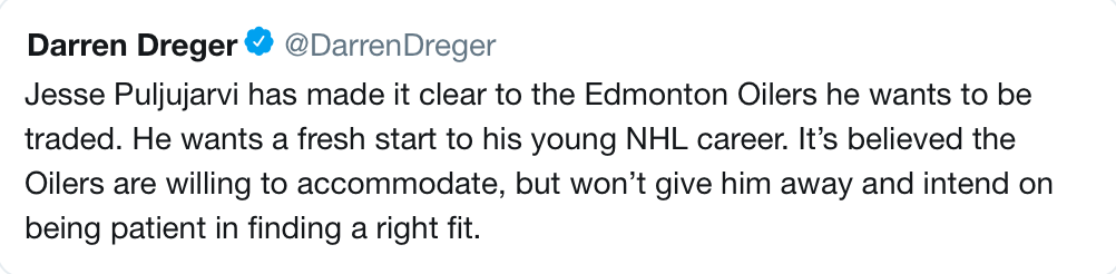 C'est la fin de Puljujarvi à Edmonton !!!
