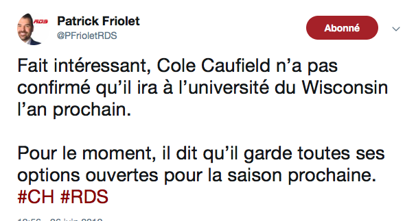 Cole Caufield n'a AUCUNE ENVIE d'aller à l'université du Wisconsin....