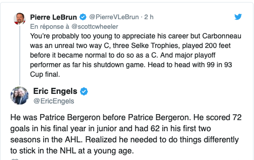 Comparer Carbo à Patrice Bergeron?????