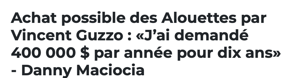 Dany Macioca voulait 400 000$ par année....pour 10 ans..