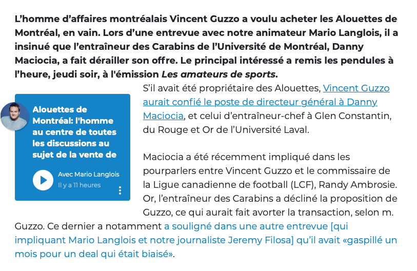 Dany Macioca voulait 400 000$ par année....pour 10 ans..