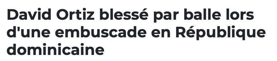 David Ortiz a été TIRÉ par BALLE en République Dominicaine...