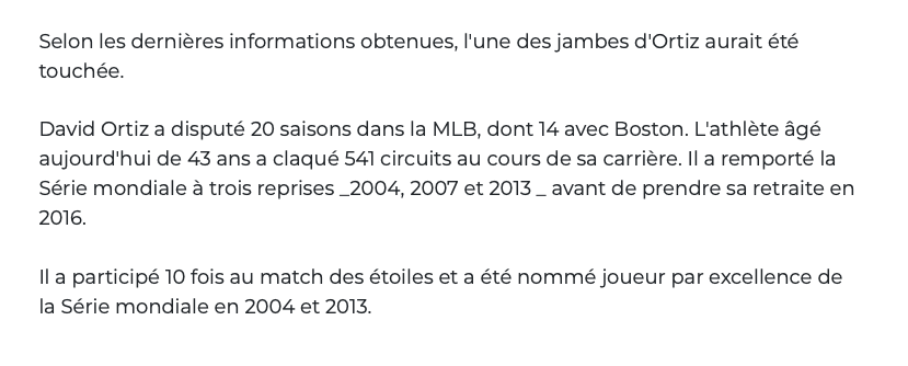 David Ortiz a été TIRÉ par BALLE en République Dominicaine...