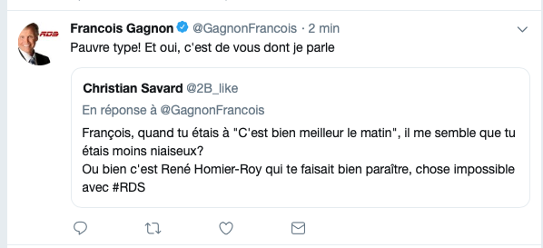 François Gagnon en a MARRE...De se faire INSULTER sur twitter...