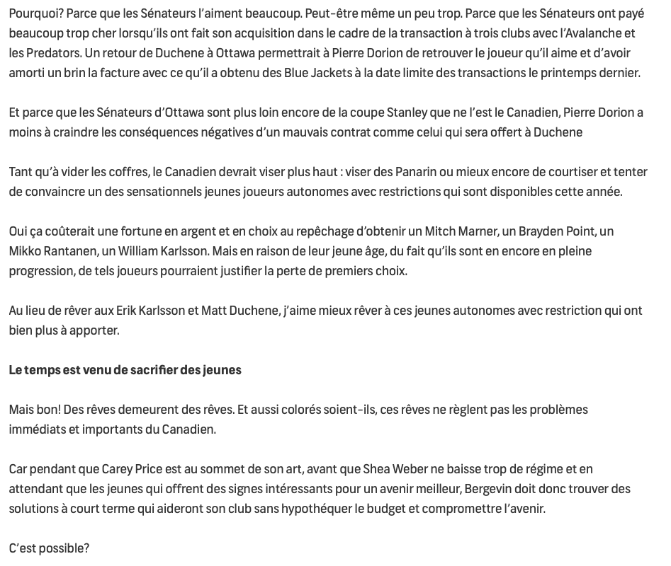 François Gagnon lance un MESSAGE à Marc Bergevin...