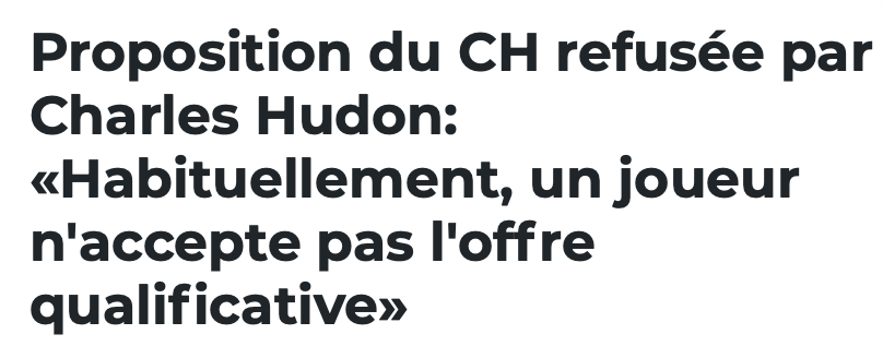 Il faut dire à l'agent de Charles Hudon.....