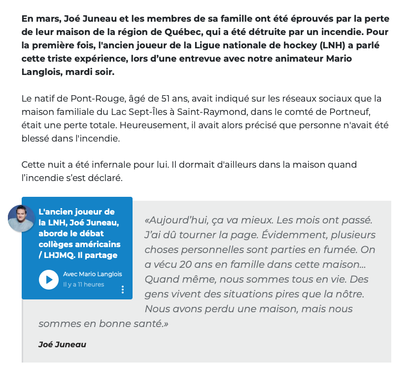 Joe Juneau dormait dans sa maison quand elle a commencé à BRÛLER...