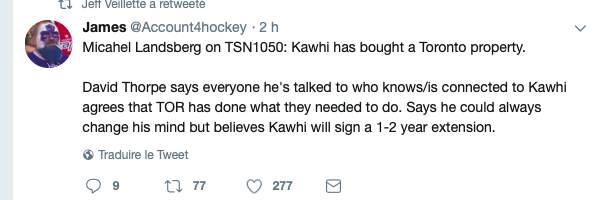 Kawhi Leonard reste...et Mitch Marner part?