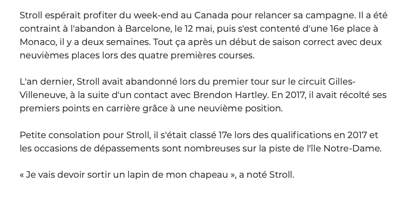 La CITATION du jour appartient à Lance Stroll...HAHA!!!