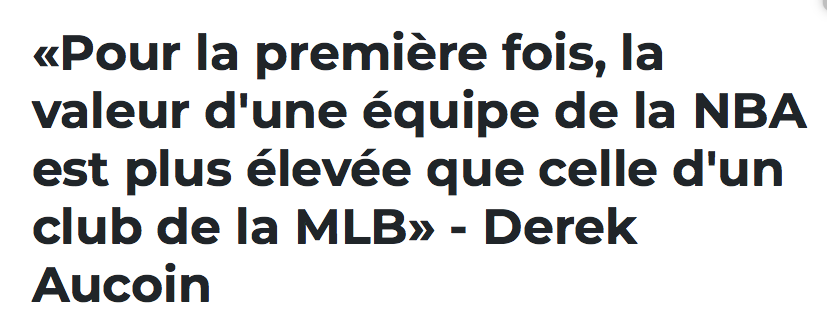 La NBA va faire PLUS de CASH que la MLB...