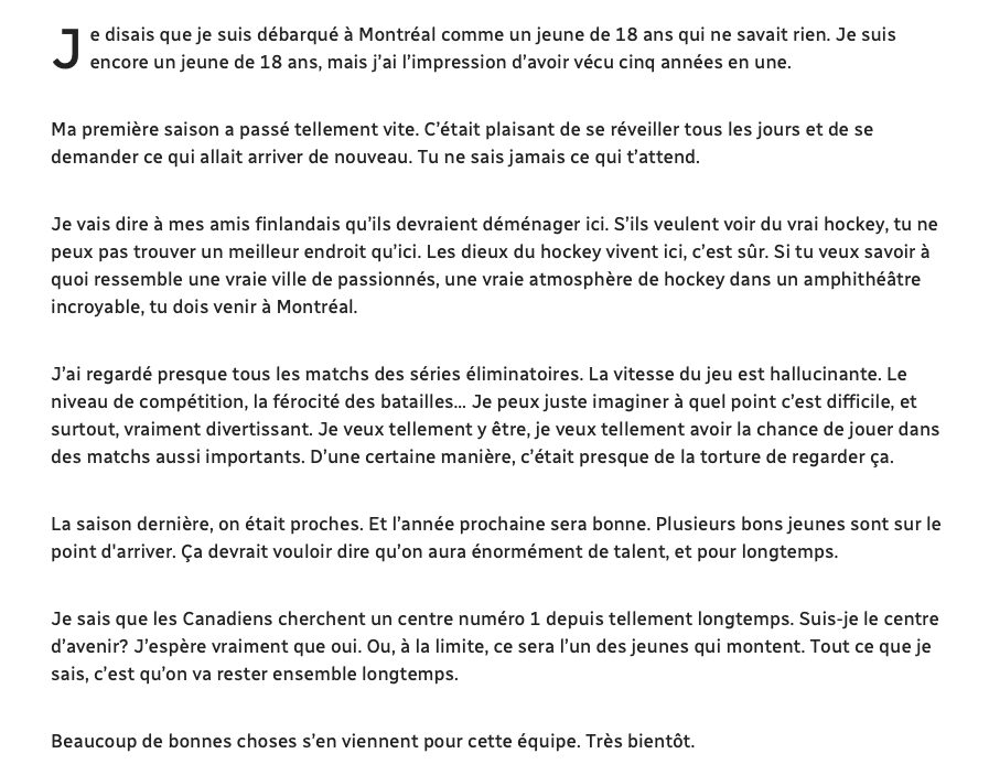 Le JOURNAL INTIME de Jesperi Kotkaniemi...