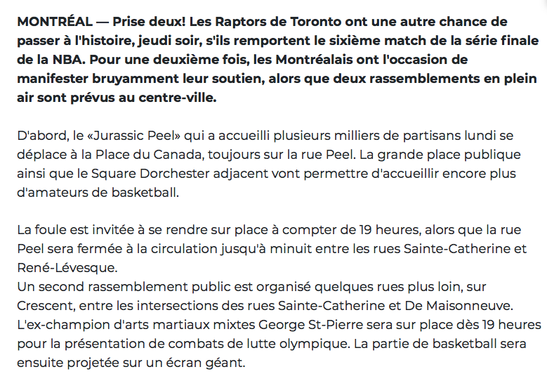 Le MESSAGE de Montréal à la NBA est CLAIR....