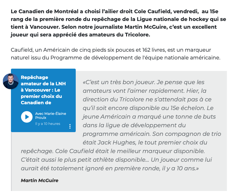 Le PREMIER VOL de Trevor Timmins...en première ronde...