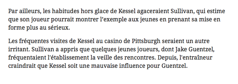 Les détails de la SAGA PHIL KESSEL sont TROUBLANTS....