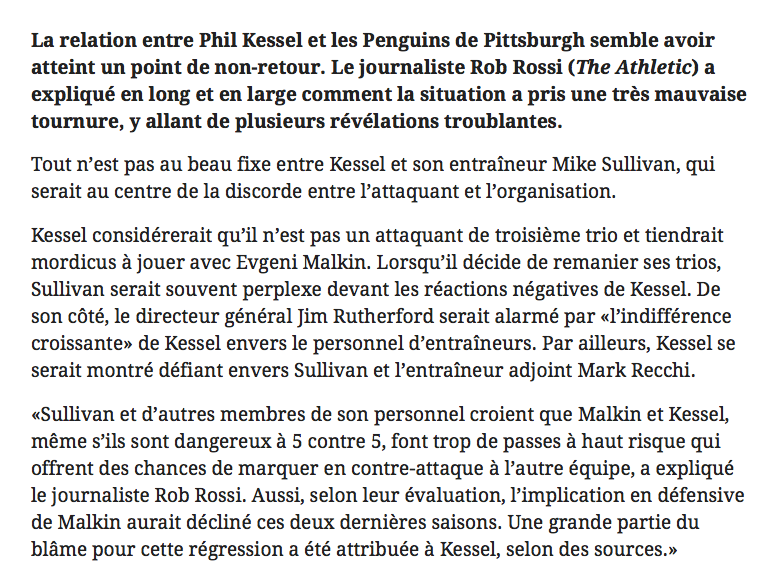 Les détails de la SAGA PHIL KESSEL sont TROUBLANTS....