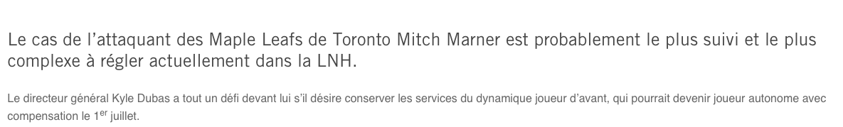 Les Leafs et Mitch Marner dans une IMPASSE...ça va PÉTER...