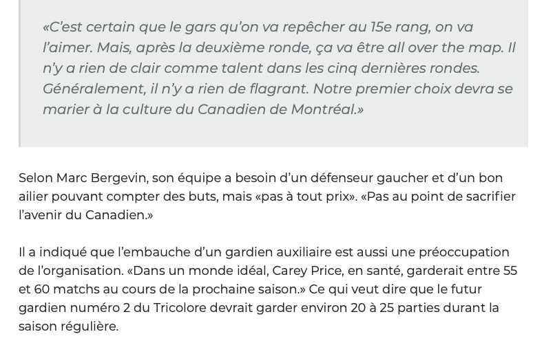 Marc Bergevin ne veut pas s'inspirer des BLUES...HAHA!!!!