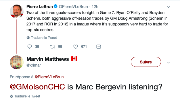 MESSAGE à Marc Bergevin..