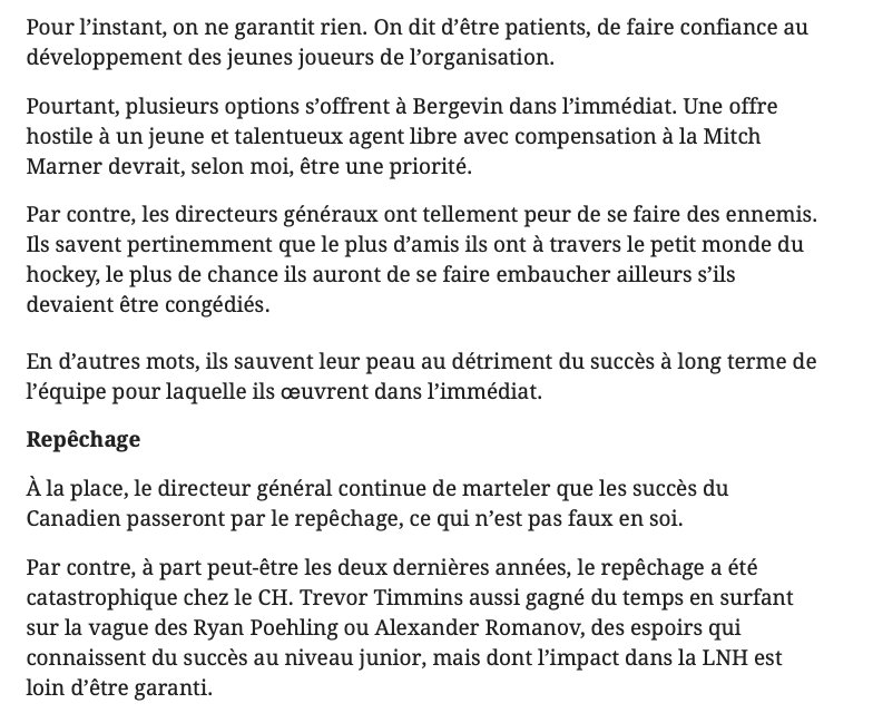 Michel Bergeron DÉTRUIT Marc Bergevin et Trevor Timmins.....