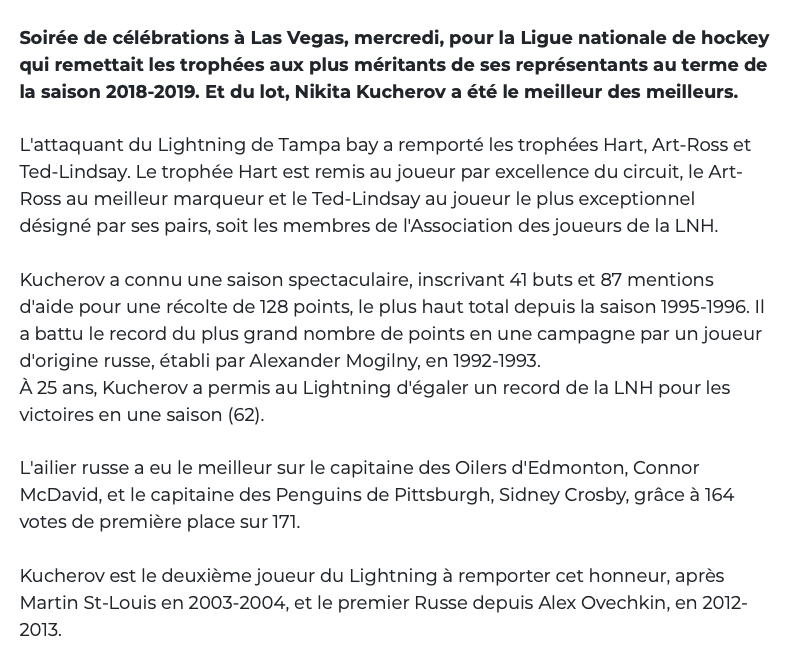 Nikita Kucherov a beau avoir tout RAFLÉ..