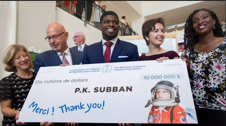 PK Subban a déjà contacté les hôpitaux pour enfants au New Jersey.....